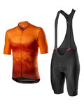 CASTELLI Krótka koszulka kolarska i spodenki - POLVERE - czarny/pomarańczowy