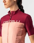 CASTELLI Koszulka kolarska z krótkim rękawem - VELOCISSIMA LADY - bordowy/różowy