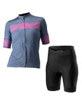 CASTELLI Krótka koszulka kolarska i spodenki - FENICE LADY - czarny/niebieski/różowy