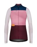 GOBIK Zimowa koszulka kolarska z długim rękawem - COBBLE LADY - różowy/kość słoniowa/niebieski/bordowy