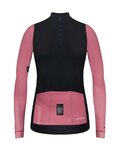 GOBIK Zimowa koszulka kolarska z długim rękawem - COBBLE BLEND LADY - czarny/kość słoniowa/różowy
