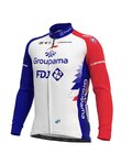 ALÉ Zimowa koszulka kolarska z długim rękawem - GROUPAMA FDJ 2021 - czerwony/niebieski/biały