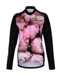 HOLOKOLO Zimowa koszulka kolarska z długim rękawem - PEONY LADY WINTER - czarny/różowy