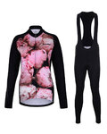 HOLOKOLO Zimowa kolarska koszulka i spodnie - PEONY LADY WINTER  - różowy/czarny