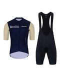 HOLOKOLO Krótka koszulka kolarska i spodenki - VIBES - czarny/kość słoniowa/niebieski