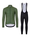 HOLOKOLO Koszulka kolarska z długim rękawem i spodnie - PHANTOM WINTER - czarny/zielony