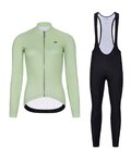 HOLOKOLO Koszulka kolarska z długim rękawem i spodnie - PHANTOM LADY WINTER - jasnozielony/czarny