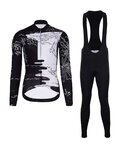 HOLOKOLO Koszulka kolarska z długim rękawem i spodnie - VENTURE LADY WINTER - czarny/biały