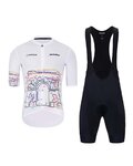 HOLOKOLO Krótka koszulka kolarska i spodenki - MAAPPI II. ELITE - biały/kolorowy/czarny