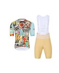 HOLOKOLO Krótka koszulka kolarska i spodenki - WILDLY II - beżowy/jasnoniebieski/kolorowy