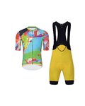 HOLOKOLO Krótka koszulka kolarska i spodenki - DEER - żółty/zielony/kolorowy