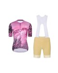 RIVANELLE Krótka koszulka kolarska i spodenki - ROSESCAPE - beżowy/fioletowy