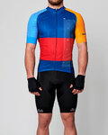 HOLOKOLO Krótka koszulka kolarska i spodenki - ENGRAVE - czerwony/niebieski/czarny