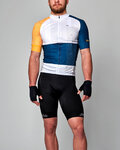 HOLOKOLO Krótka koszulka kolarska i spodenki - ENGRAVE - biały/czarny/niebieski