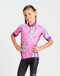 HOLOKOLO Koszulka kolarska z krótkim rękawem - UNICORNS KIDS - różowy/kolorowy