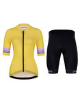 HOLOKOLO Krótka koszulka kolarska i spodenki - RAINBOW LADY - żółty/czarny