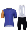 HOLOKOLO Krótka koszulka kolarska i spodenki - GREAT ELITE - niebieski/czarny/pomarańczowy