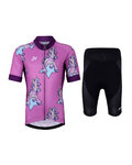 HOLOKOLO Krótka koszulka kolarska i spodenki - UNICORNS KIDS - różowy/czarny