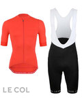 LE COL Krótka koszulka kolarska i spodenki - PRO ECO - pomarańczowy/czarny