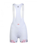 MONTON Krótkie spodnie kolarskie z szelkami - INKFLOWER LADY - biały