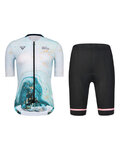 MONTON Krótka koszulka kolarska i spodenki - WATER FLOW LADY - czarny/niebieski/biały