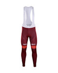 Długie spodnie kolarskie z szelkami - KATUSHA 2018 WINTER - czerwony/bordowy