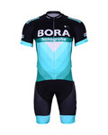 BONAVELO Krótka koszulka kolarska i spodenki - BORA 2019 KIDS - czarny/biały/zielony