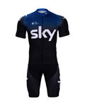 BONAVELO Krótka koszulka kolarska i spodenki - SKY 2019 KIDS - czarny/niebieski