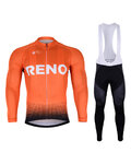 BONAVELO Koszulka kolarska z długim rękawem i spodnie - CCC RENO 2019 SUMMER - czarny/pomarańczowy