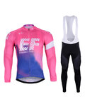 BONAVELO Koszulka kolarska z długim rękawem i spodnie - EDUCATION F. '19 SMR - niebieski/różowy/czarny