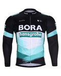 BONAVELO Zimowa koszulka kolarska z długim rękawem - BORA 2020 WINTER - zielony/czarny/biały
