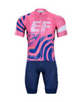 BONAVELO Krótka koszulka kolarska i spodenki - EDUCATION FIRST 2020 - niebieski/różowy