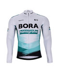 BONAVELO Zimowa koszulka kolarska z długim rękawem - BORA 2021 WINTER - biały/zielony/czarny