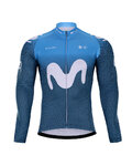 BONAVELO Zimowa koszulka kolarska z długim rękawem - MOVISTAR 2021 WINTER - niebieski/biały