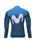 BONAVELO Zimowa koszulka kolarska z długim rękawem - MOVISTAR 2021 WINTER - niebieski/biały