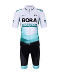 BONAVELO Krótka koszulka kolarska i spodenki - BORA 2021 KIDS - biały/zielony/czarny