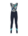 SANTINI Długie spodnie kolarskie z szelkami - CORAL RAGGIO LADY - niebieski/czarny