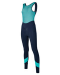 SANTINI Długie spodnie kolarskie z szelkami - CORAL BENGAL LADY - czarny/niebieski