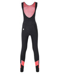 SANTINI Długie spodnie kolarskie z szelkami - CORAL BENGAL LADY - czarny/różowy