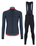 SANTINI Zimowa kolarska koszulka i spodnie - COLORE PURO WINTER - niebieski/czarny