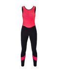 SANTINI Długie spodnie kolarskie z szelkami - CORAL BENGAL LADY - różowy/czarny