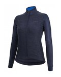 SANTINI Zimowa koszulka kolarska z długim rękawem - COLORE PURO LADY - niebieski