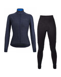 SANTINI Zimowa kolarska koszulka i spodnie - COLORE PURO+OMNIA W - niebieski/czarny