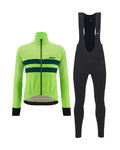 SANTINI Kolarska kurtka zimowa ze spodniami - COLORE HALO + LAVA - zielony/czarny