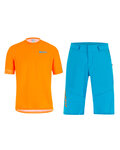 SANTINI Kolarska koszulka i spodnie MTB - SASSO MTB - turkusowy/pomarańczowy