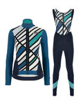 SANTINI Zimowa kolarska koszulka i spodnie - CORAL R. LADY WINTER - czarny/niebieski