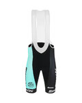 SANTINI Krótkie spodnie kolarskie z szelkami - TEAM BIANCHI 2019 - czarny/turkusowy