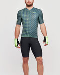 SANTINI Krótka koszulka kolarska i spodenki - SLEEK DINAMO - zielony/czarny