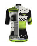 SANTINI Krótka koszulka kolarska i spodenki - GIADA OPTIC LADY - czarny/biały/żółty
