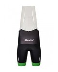 SANTINI Krótkie spodnie kolarskie z szelkami - TOUR DE FRANCE 2022 - czarny/zielony